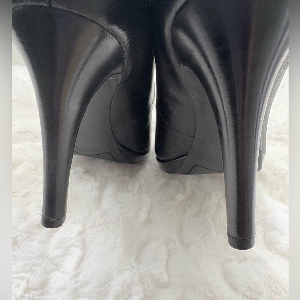 Franco Sarto size 7.5M DEMI Black Leather Patent Trim Platform Pumps Stiletto - Picture 9 of 13